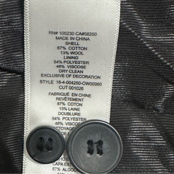 Current/Elliott Black The Calla Cotton-Wool Blazer w/ Leopard Print Trim Sz 0 - Picture 7 of 8